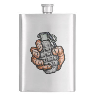 Hand Grenade In Comics Style Hip Flask