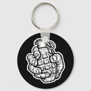 Hand Grenade In Comics Style Key Ring