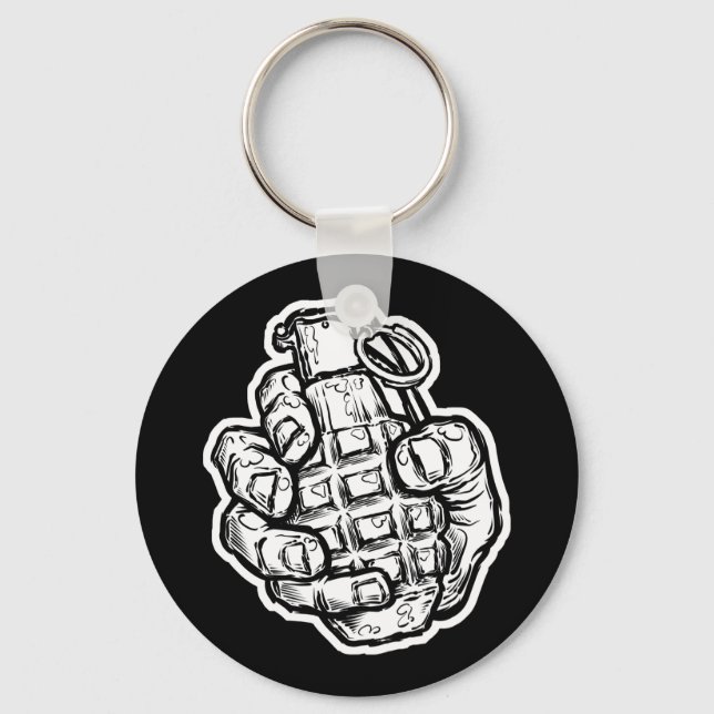 Hand Grenade In Comics Style Key Ring (Front)