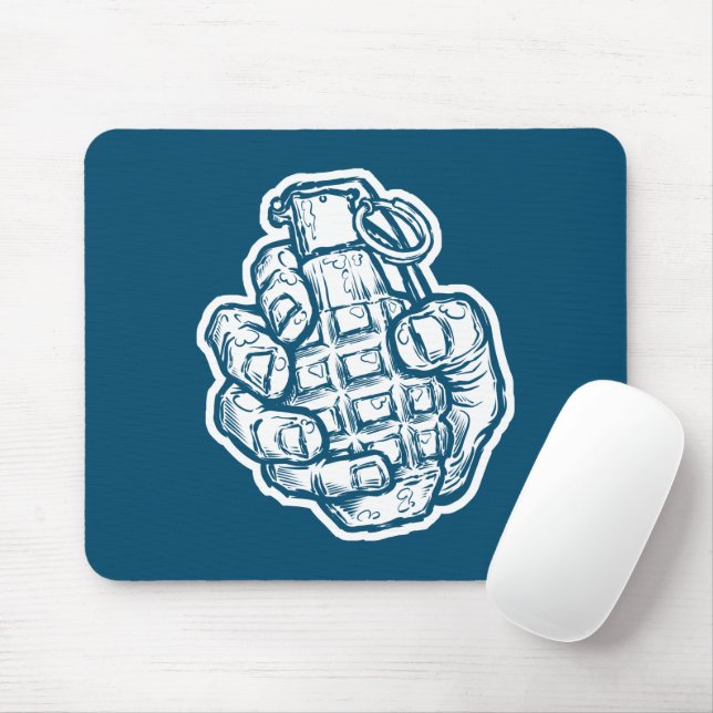 Hand Grenade In Comics Style Mouse Mat (With Mouse)