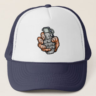 Hand Grenade In Comics Style Trucker Hat