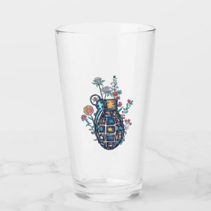 Hand Grenade Vase of Flowers Glass