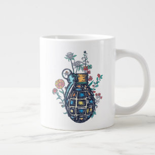Hand Grenade Vase of Flowers Large Coffee Mug