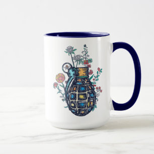 Hand Grenade Vase of Flowers Mug