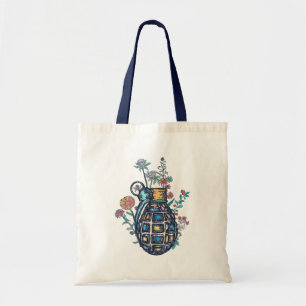 Hand Grenade Vase of Flowers Tote Bag