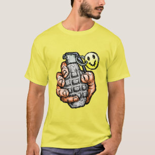 Hand Grenade With Happy Face, Comics Style T-Shirt