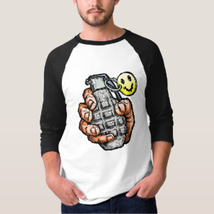 Hand Grenade With Happy Face, Comics Style T-Shirt