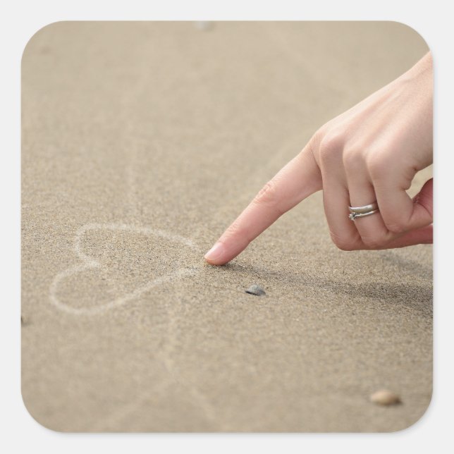 Hand, Heart, Draw Square Sticker (Front)