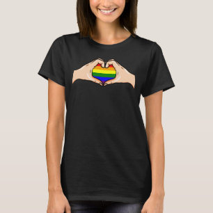 Hand Heart LGBT Flag Cute Gay Pride Rainbow GLBT T-Shirt
