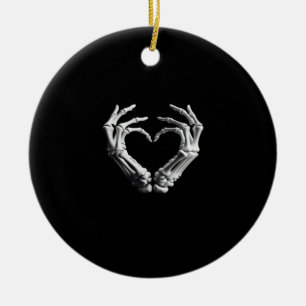 Hand Heart Skeleton Bone Spooky Girls Women Teens  Ceramic Tree Decoration