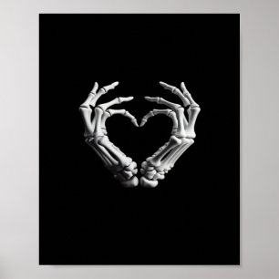 Hand Heart Skeleton Bone Spooky Girls Women Teens Poster