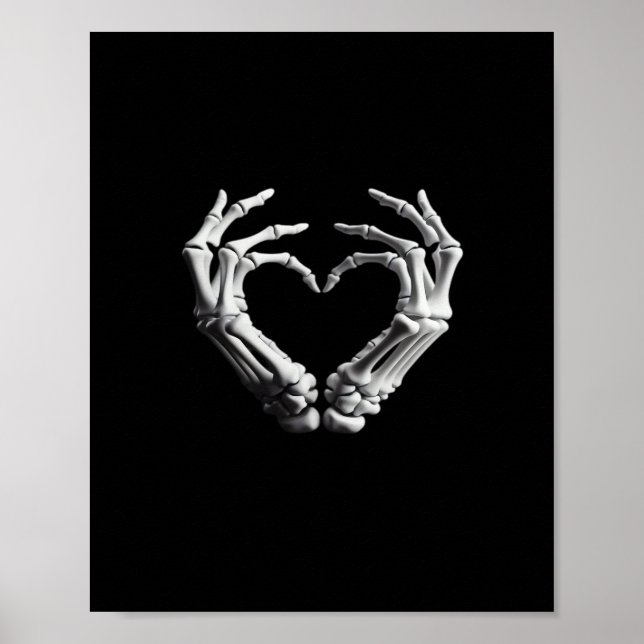 Hand Heart Skeleton Bone Spooky Girls Women Teens  Poster (Front)