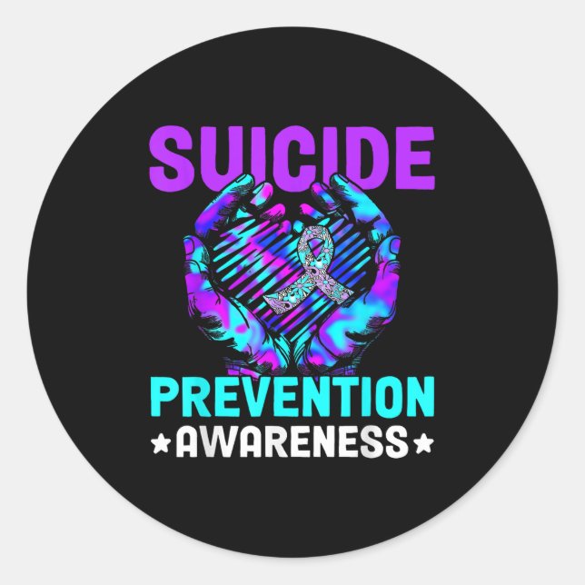 Hand Heart Suicide Prevention Awareness Week Septe Classic Round Sticker (Front)