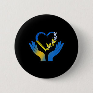 Hand Heart Ukrainian Flag Dove Ukraine Stand With 6 Cm Round Badge