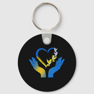 Hand Heart Ukrainian Flag Dove Ukraine Stand With Key Ring