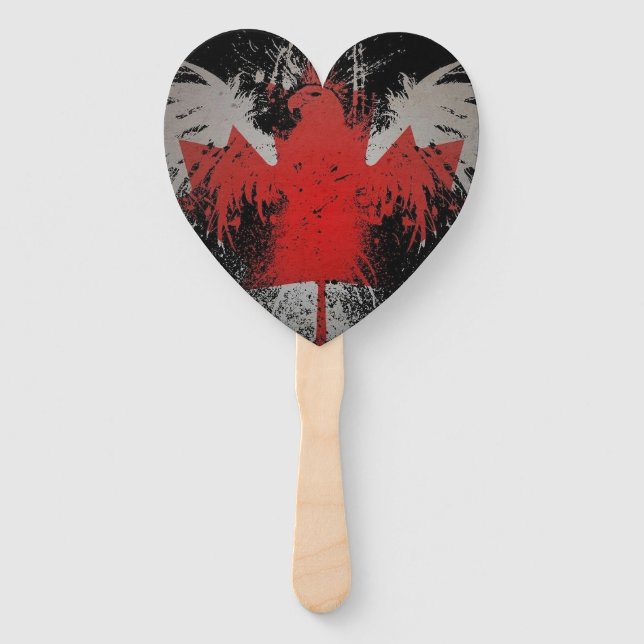 Hand Held Fan - Canadian Flag Shape of a Eagle (Front)