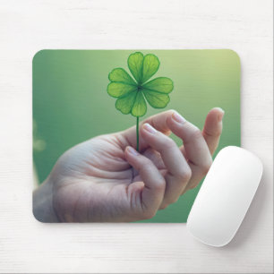 Hand Held Four-leaf Clover Mouse Mat