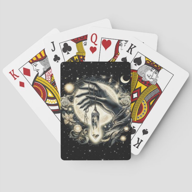 Hand Holding a Crystal under the Moonlight Playing Cards (Back)