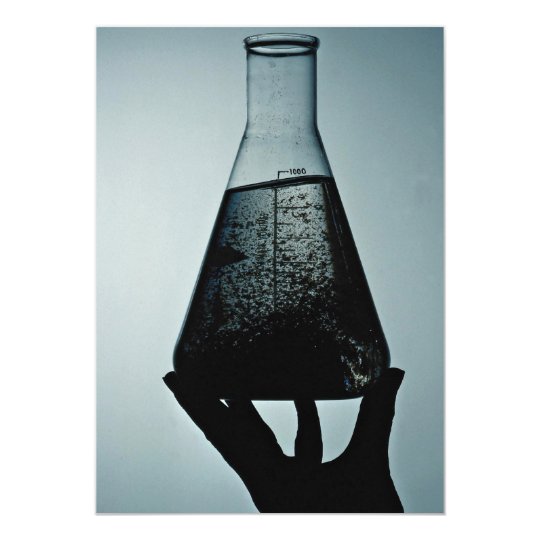 Hand holding an attractive laboratory beaker card