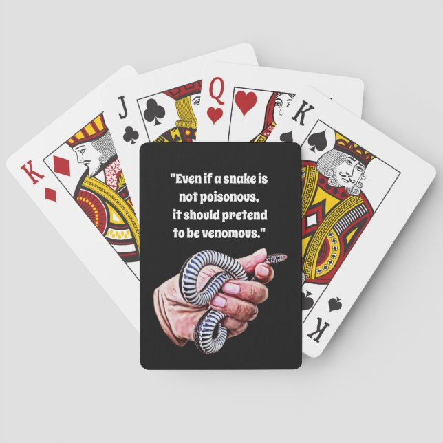 hand holding baby snake reptile quotes art playing cards (Back)