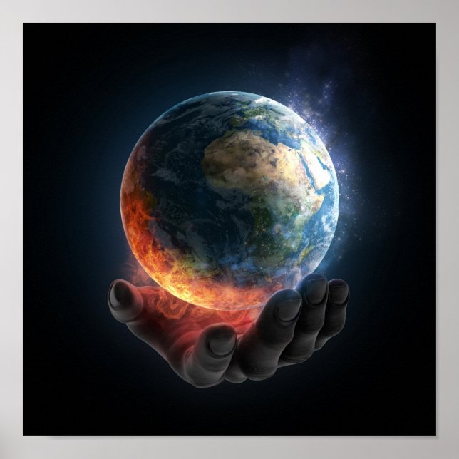 Hand Holding Earth Poster (Front)