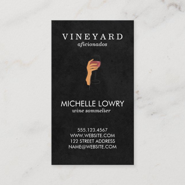 Hand Holding Glass of Wine Business Card (Front)