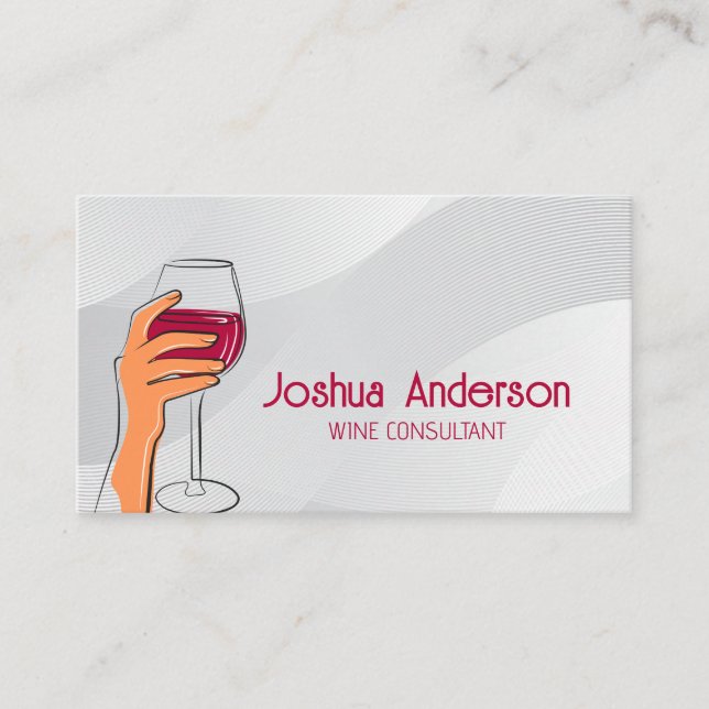 Hand Holding Glass of Wine Business Card (Front)