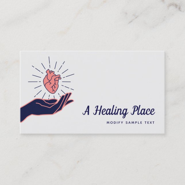 Hand Holding Human Heart Holistic Medicine Business Card (Front)