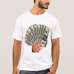 hand holding hundred dollar bills money art T-Shirt