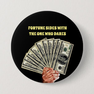 hand holding hundred dollar bills money finance 7.5 cm round badge