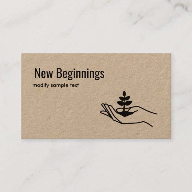 Hand Holding Leaf Plant Nature Logo Business Card (Front)