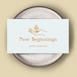Hand Holding Leaf Plant  Wellness  Counsellor Business Card