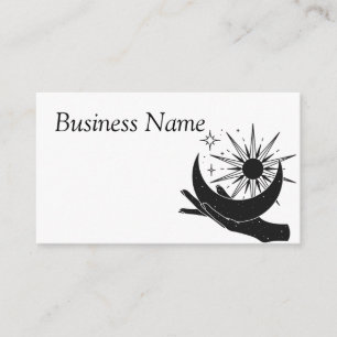 Hand holding moon and sun square business card