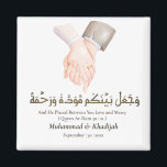 Hand Holding Quote Ar-Rum 21 Muslim Wedding Nikah Magnet<br><div class="desc">Hand Holding Quote Ar-Rum 21 Muslim Wedding Nikah Magnet We create this design with drawing of bride and grooms holding hand and a quote from Quran " wa khalaqnakum azwaaja" with meaning " and we created you in pairs" from Surah An-Naba 78:18 This design could easily personalise and customise by...</div>