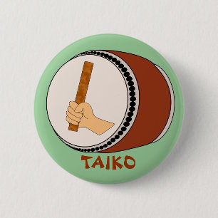 Hand Holding Stick Taiko Drum Japanese Drumming 6 Cm Round Badge