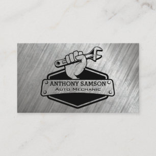 Hand Holding Wrench   Mechanic Logo Business Card