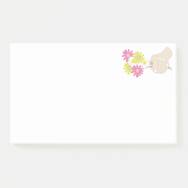 hand holds flowers post-it notes (Front)