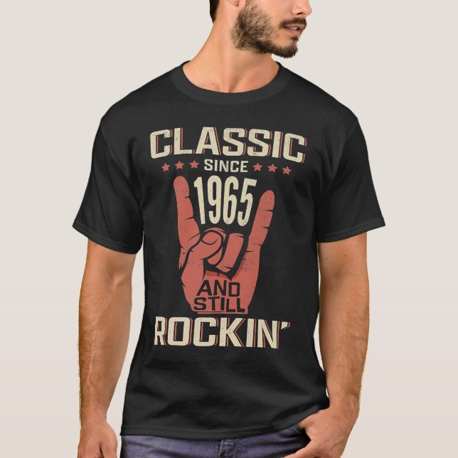 Hand Horns Rock N Roll Classic Since 1965 58th Bir T-Shirt (Front)