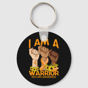 Hand I Am A Warrior Rsd Crps Awareness Sunflower Key Ring