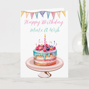 Hand Iillustrated Birthday Cake, Birthday Card