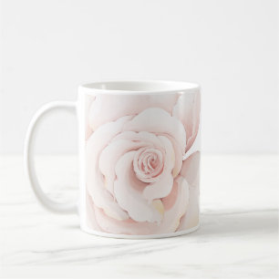 Hand Iillustrated White Rose Print Coffee Mug