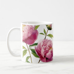 Hand Ilistrated Pink Peonies print Coffee Mug
