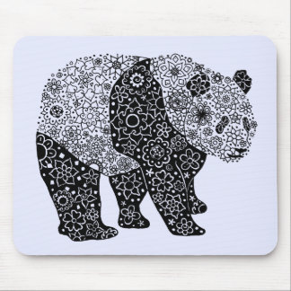 Hand Illustrated Artsy Floral Panda Bear Mouse Mat