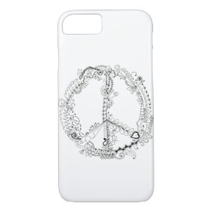 Hand Illustrated Artsy Floral Peace Sign iPhone 8/7 Case