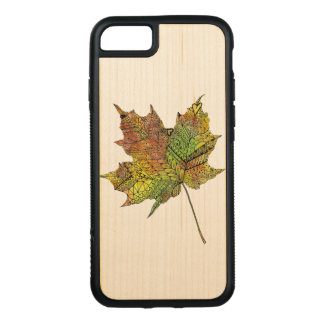 Hand Illustrated Artsy Maple Leaf Carved iPhone 8/7 Case