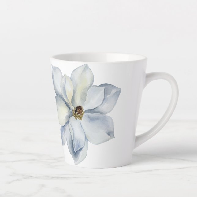 Hand Illustrated Blue Floral Latte Mug (Right)
