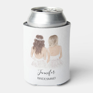 Hand Illustrated Bridesmaid Maid of honor Can Cooler