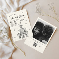 Hand-illustrated Champagne Tower Photo QR Wedding