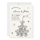 Hand-illustrated Champagne Tower Vintage Wedding