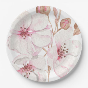 Hand Illustrated Cherry blossom  Paper Plate